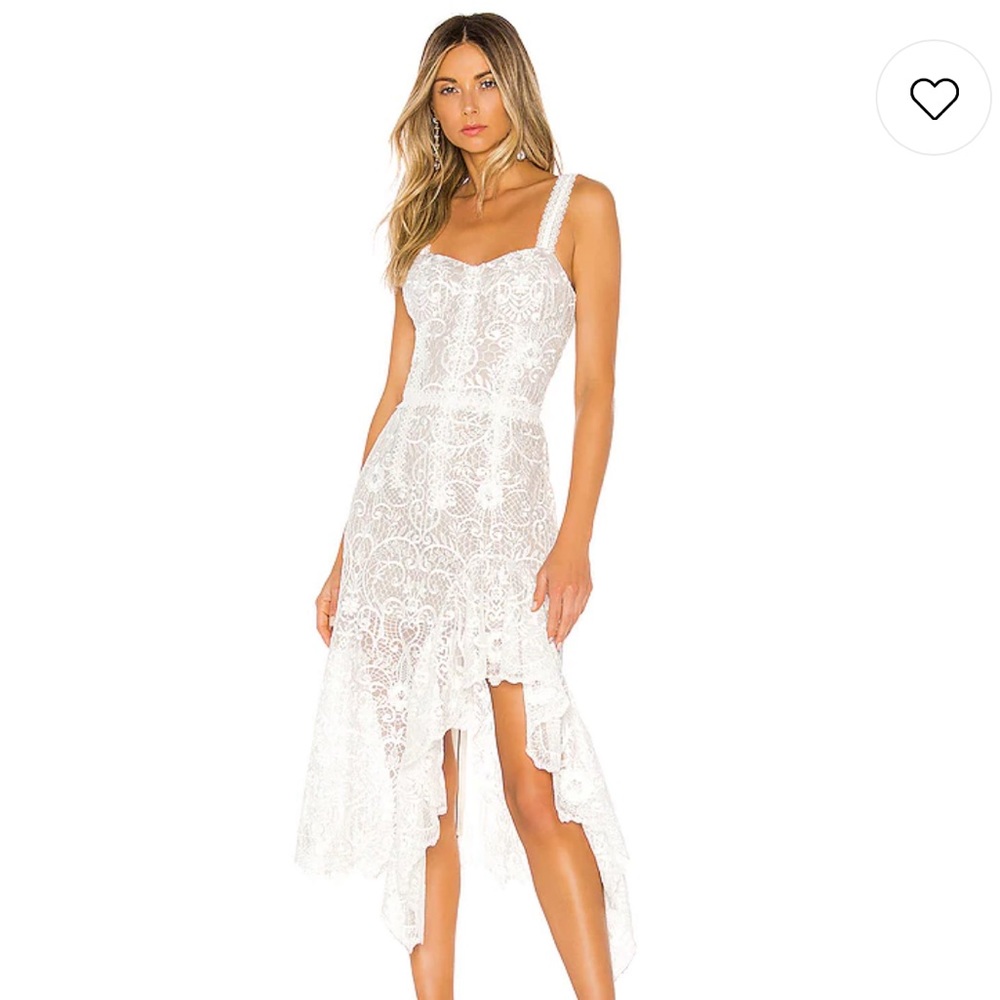 Bronx and Banco White Lace High Low Dress